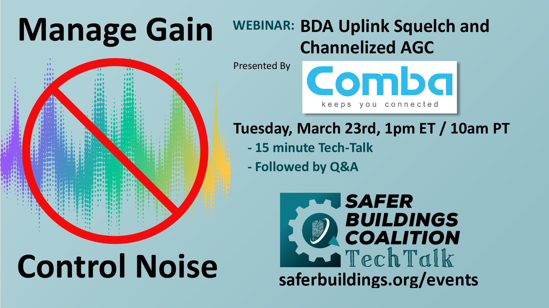 Comba BDA Tech Talk webinar banner, March 2021